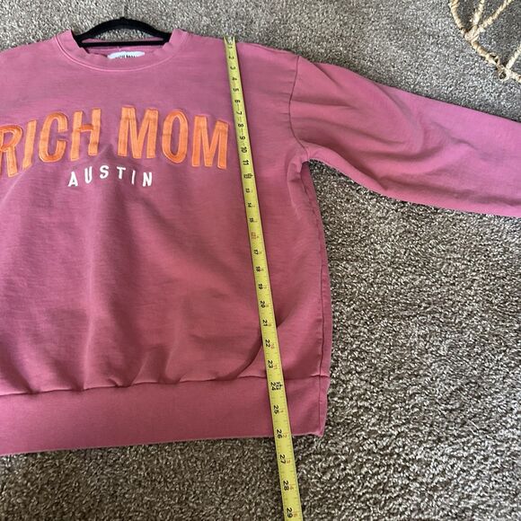 Austin Crewneck Rich Mom Gear Sweatshirt SZ L Pink Orange Pullover Sweater - Picture 7 of 7